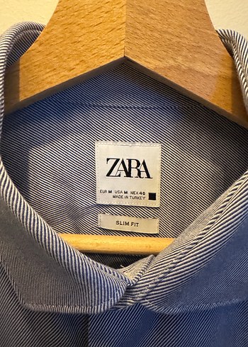 ZARA, Mavi Uzun Kollu, Slim Fit Gömlek - Görsel 3