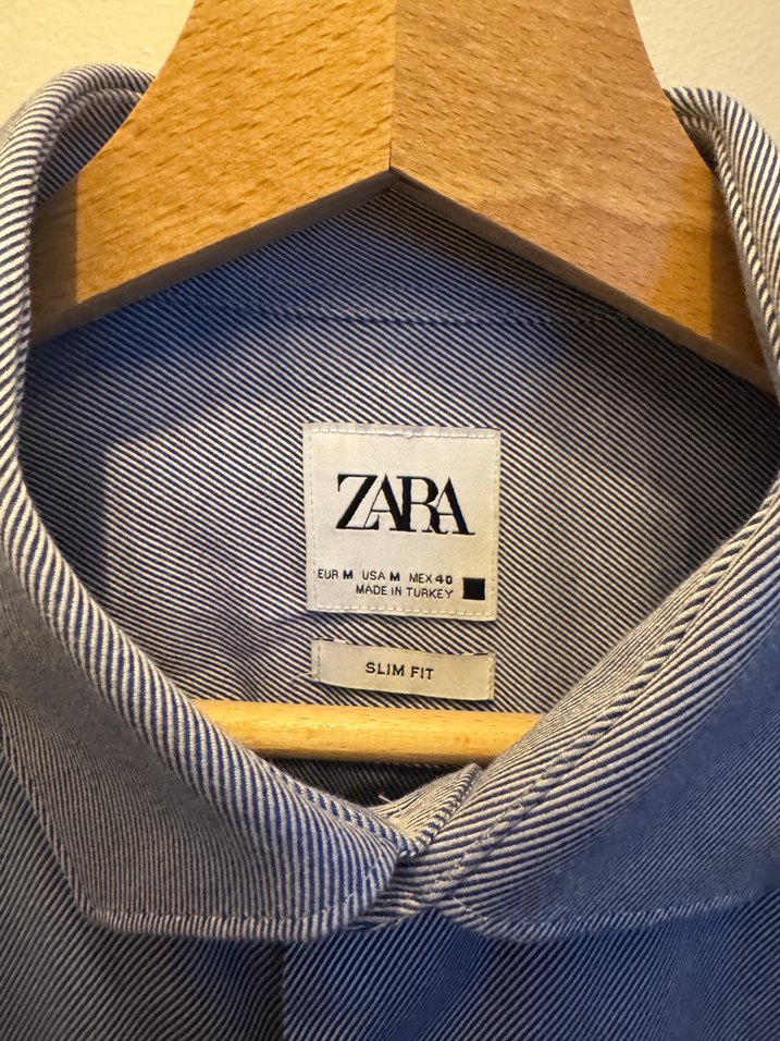 ZARA, Mavi Uzun Kollu, Slim Fit Gömlek - Görsel 3
