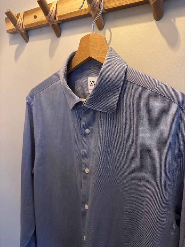 ZARA, Mavi Uzun Kollu, Slim Fit Gömlek - Görsel 2