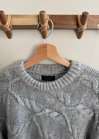 ZARA, Gri Örgü Salaş Kazak - Görsel 7