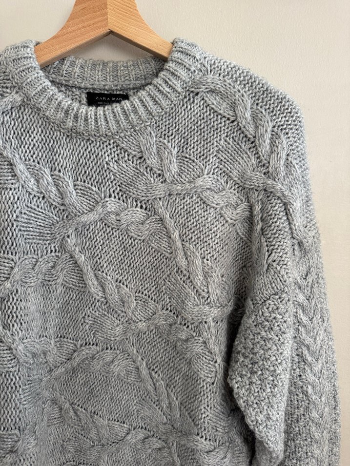 ZARA, Gri Örgü Salaş Kazak - Görsel 4