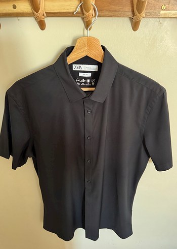 ZARA, Siyah Kısa Kollu Slim Fit Gömlek - Görsel 4
