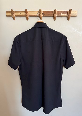 ZARA, Siyah Kısa Kollu Slim Fit Gömlek - Görsel 3