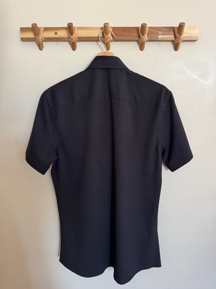 ZARA, Siyah Kısa Kollu Slim Fit Gömlek - Görsel 3