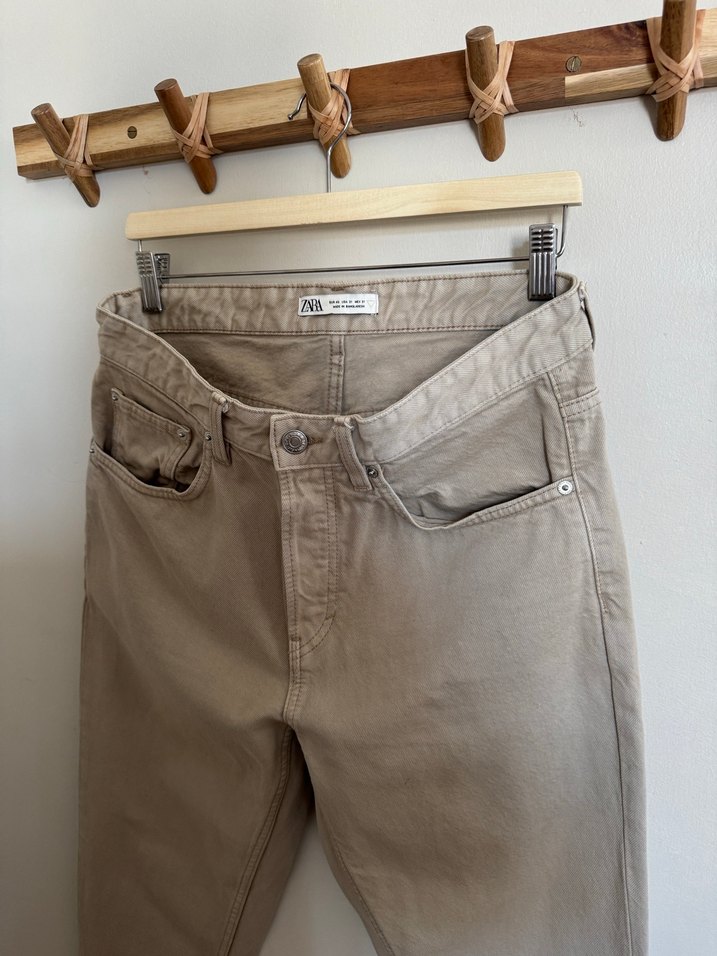 ZARA, Bej Denim Pantolon - Görsel 4