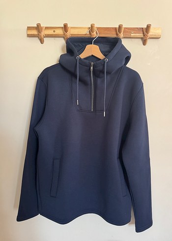 MANGO, Lacivert Fermuarlı/Kapüşonlu Erkek Sweatshirt - Görsel 3