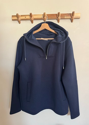 MANGO, Lacivert Fermuarlı/Kapüşonlu Erkek Sweatshirt - Görsel 2