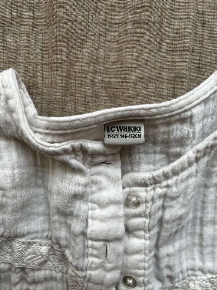 Kız Çocuk beyaz Bohem Uzun Kollu Keten Gömlek - Görsel 2