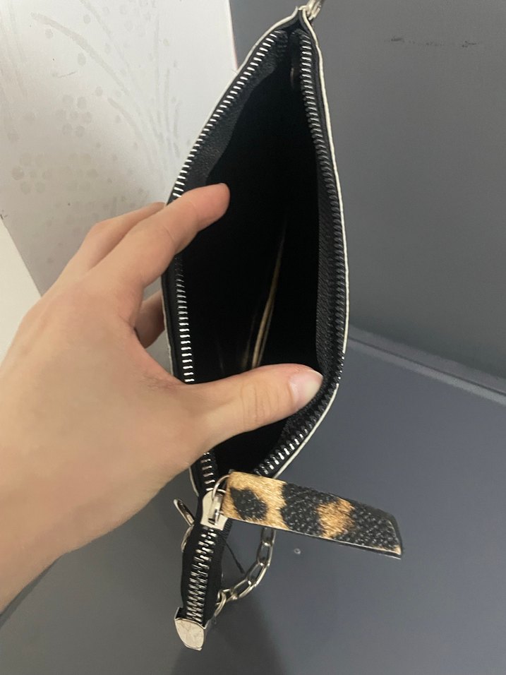 Kahverengi Leopar Desenli Kadın Deri Portföy Çanta - Görsel 4