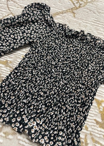 Uzun Kollu Siyah Bağlama Desenli Bluz - Görsel 2