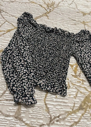 Uzun Kollu Siyah Bağlama Desenli Bluz - Görsel 3