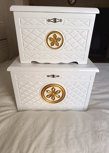 Beyaz Dekoratif Ahşap Kutu Seti - Görsel 5