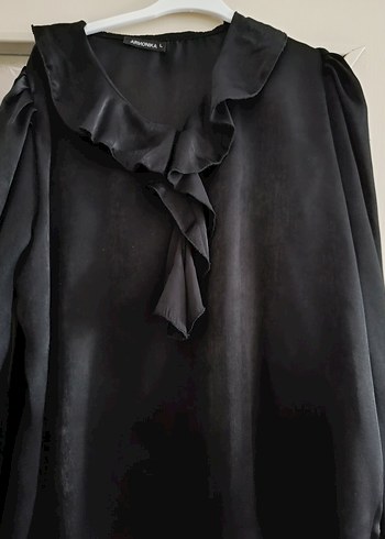 Siyah Uzun Kollu V Yaka Kadın Bluz - Görsel 3