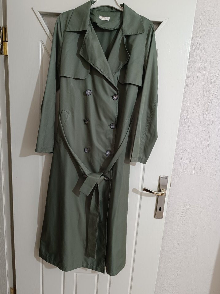 Düğmeli Uzun Kadın Trençkot - Görsel 4