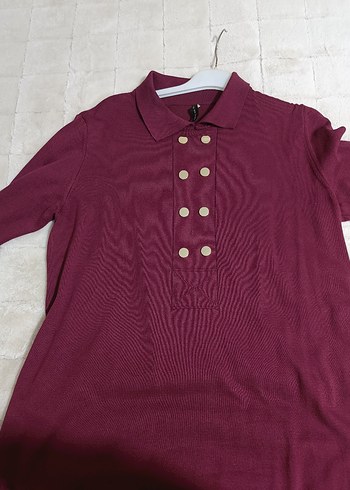 Bordo Düğmeli elbise - Görsel 4