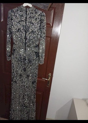 Boncuk İşlemeli Vintage Uzun Gri Abiye 40 ve 42 bedene uygun - Görsel 2