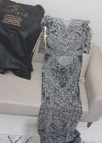 Boncuk İşlemeli Vintage Uzun Gri Abiye 40 ve 42 bedene uygun - Görsel 5