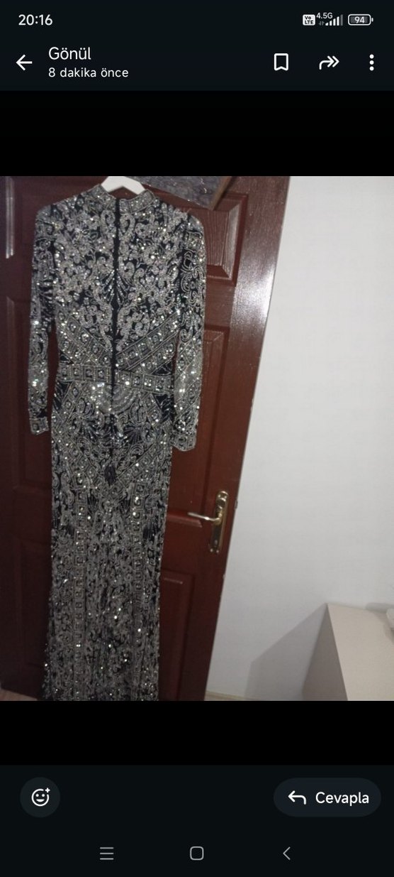 Boncuk İşlemeli Vintage Uzun Gri Abiye 40 ve 42 bedene uygun - Görsel 2