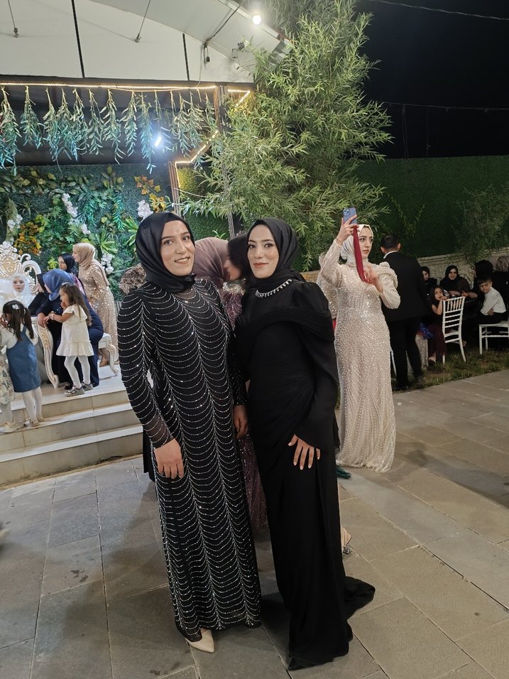 Siyah Uzun Kollu Uzun Abiye Elbise - Görsel 4