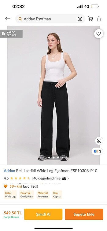 Addax wide leg eşofman