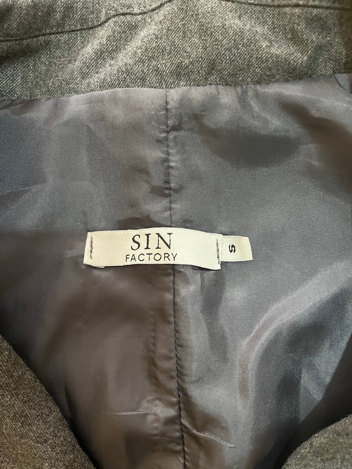 Düğmeli Gri Midi Boy Keten Ceket - Görsel 3