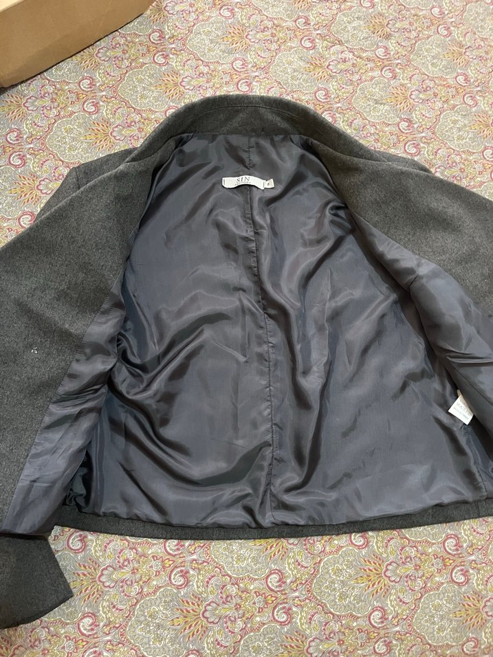 Düğmeli Gri Midi Boy Keten Ceket - Görsel 2