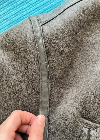 Stradivarius Gri Süet Kısa Kadın Ceket - Görsel 6