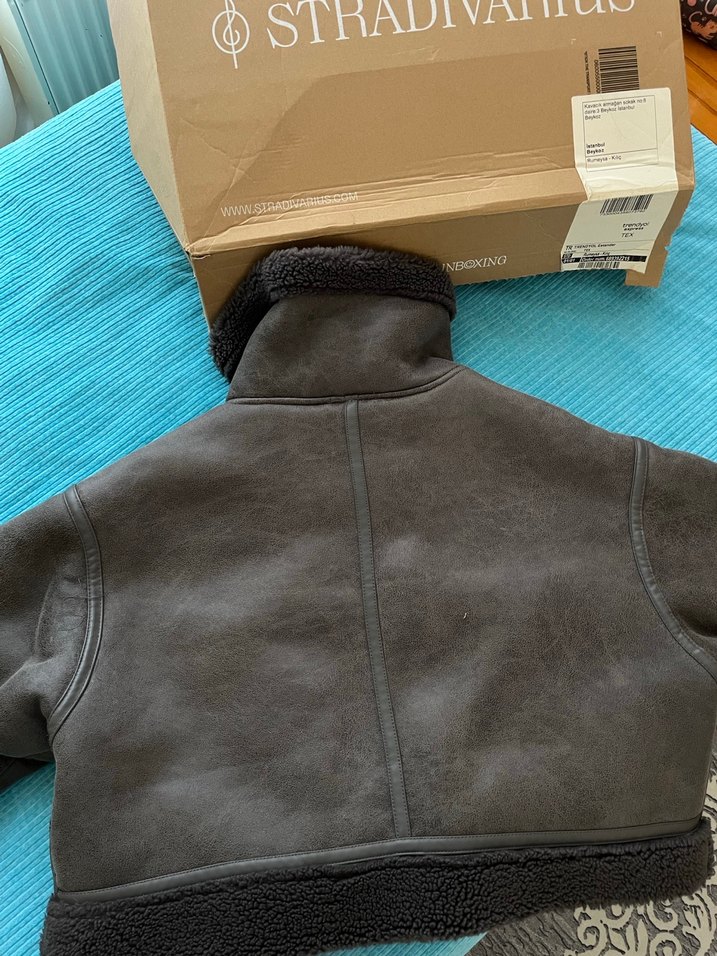 Stradivarius Gri Süet Kısa Kadın Ceket - Görsel 2