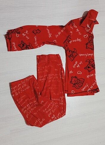 l Beden kırmızı Renk kadın pijama takımı