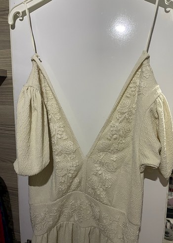 Kısa balon kollu v yaka
 tulum - Görsel 2