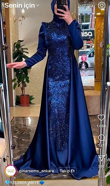 Pınar Şems Tesettür Abiye Kelebek Model - Görsel 7