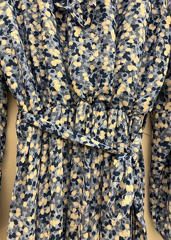 Mavi Şifon Tesettür Kadın Elbise - Görsel 3