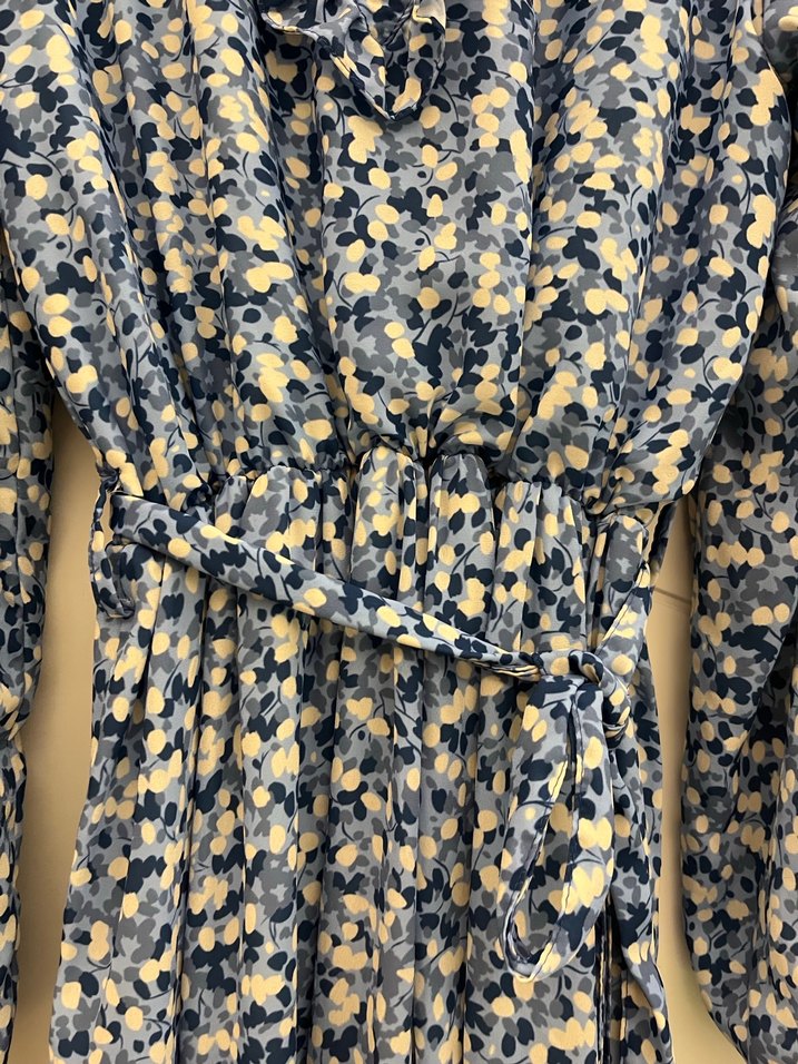 Mavi Şifon Tesettür Kadın Elbise - Görsel 3