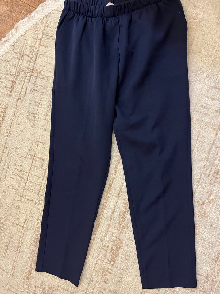 Kadın Lacivert boru paça kumaş pantolon - Görsel 2