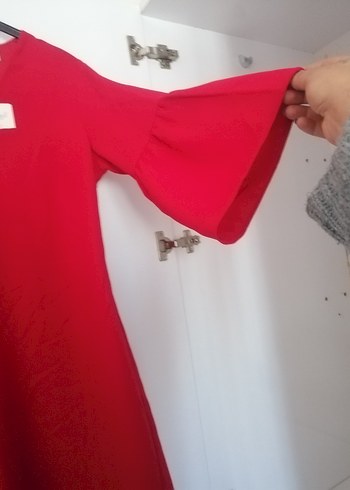 Kısa Kollu Midi Kırmızı Tunik - Görsel 2