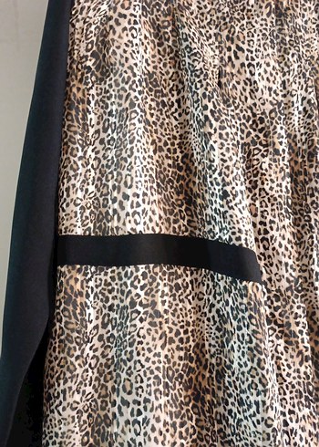 40 Beden kahverengi Renk Kahverengi Leopar Desenli Midi kısa tunik