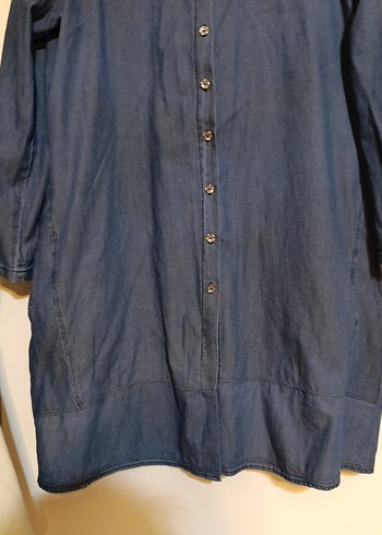 Diğer Lacivert Uzun Kollu Denim Gömlek Elbise