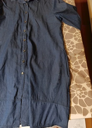 40 Beden lacivert Renk Lacivert Uzun Kollu Denim Gömlek Elbise