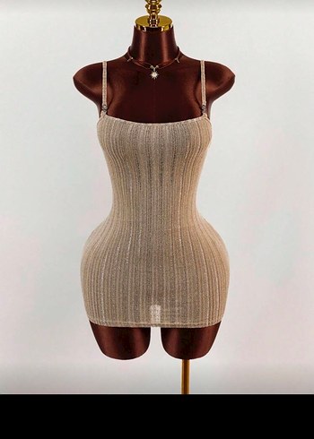 Sheinside Bej İnce Triko Mini Elbise