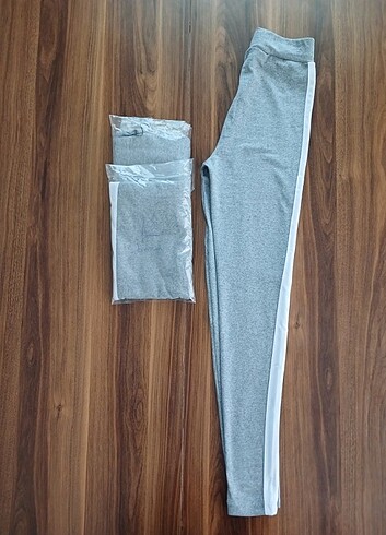 Diğer Beyaz çizgili gri bayan tayt L-XL-S