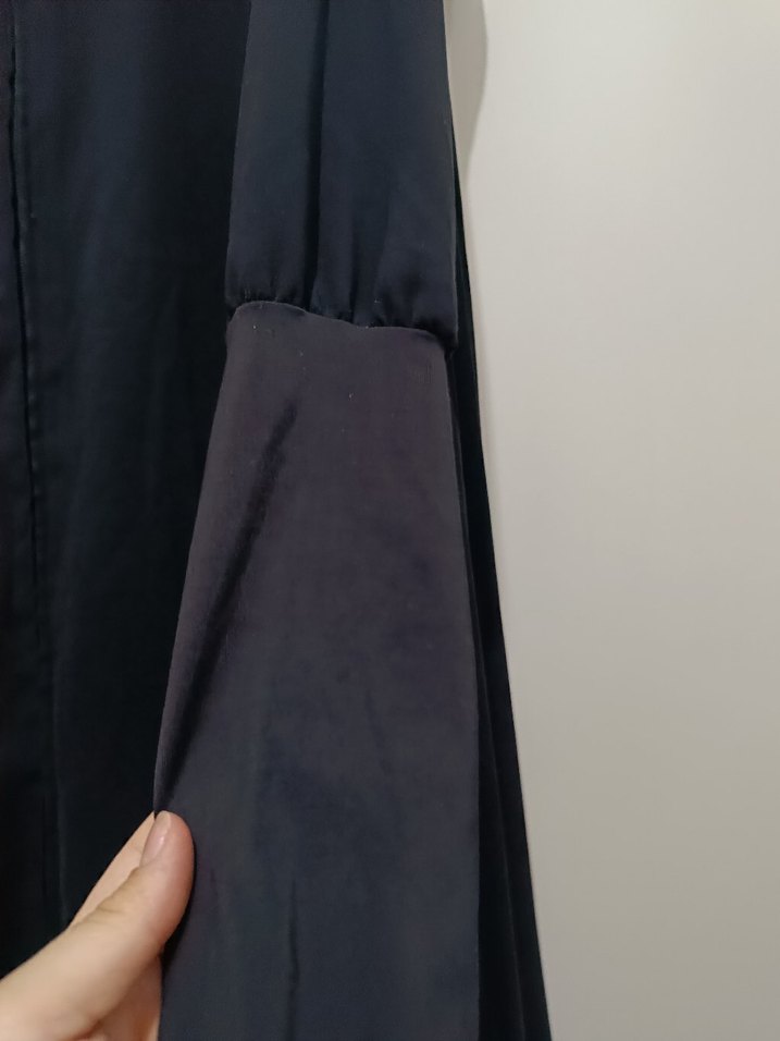 Siyah Uzun medine ipeği Kadın feracw - Görsel 3