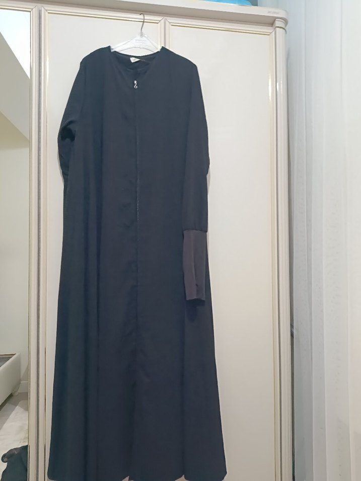 Siyah Uzun medine ipeği Kadın feracw - Görsel 2