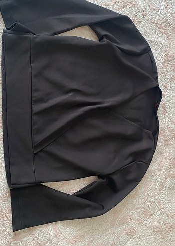 Drapeli Siyah V Yaka Uzun Kollu Kadın Bluz
