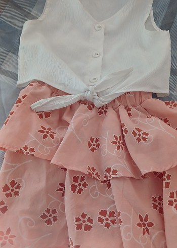 Kız Çocuk Pembe Fırfırlı Bohem Elbise