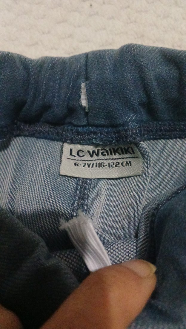 Kız Çocuk Mavi Elastik Bel Kot Pantolon - Görsel 2