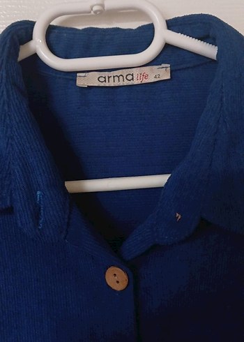 Armalife Düğmeli Koyu Mavi Denim Kadın Gömlek