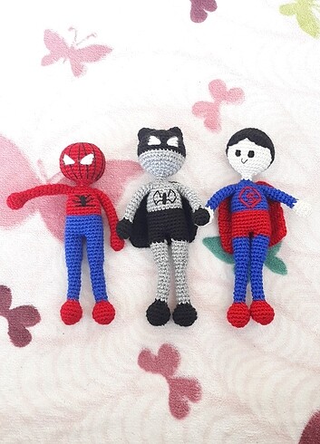 Amigurumi oyuncak bebek supermen batman örümcekadam