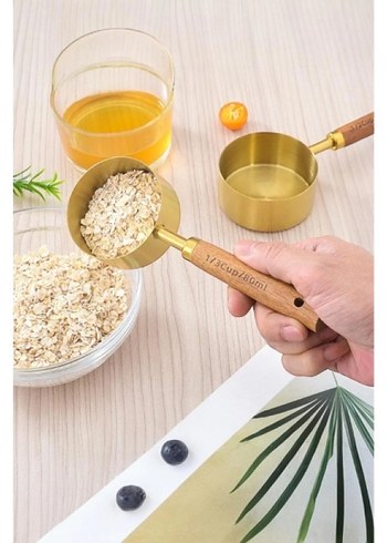 4'Lü Ahşap Saplı Altın Renkli Ölçü Kaşığı - Görsel 6