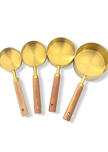 4'Lü Ahşap Saplı Altın Renkli Ölçü Kaşığı - Görsel 3