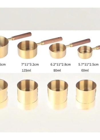 4'Lü Ahşap Saplı Altın Renkli Ölçü Kaşığı - Görsel 2